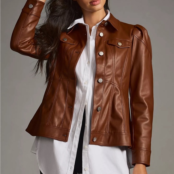 NWT Anthropologie Faux Leather Corset Jacket - Picture 2 of 6